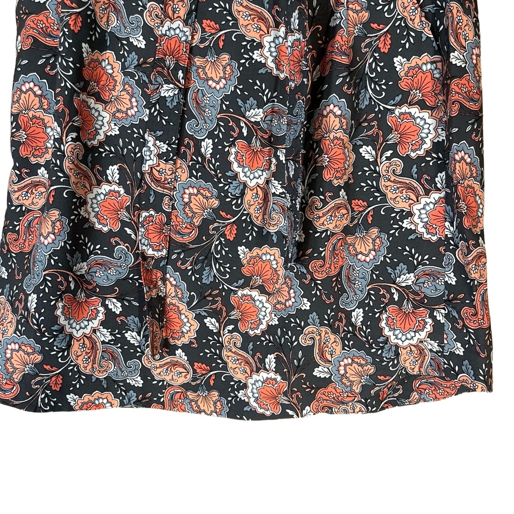 LOFT Gray Floral Pattern Belted Waist Casual Petite Small - Picture 3 of 8